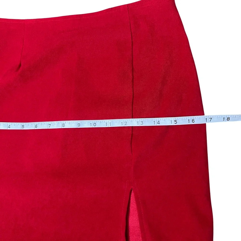 PROFILE Red Mini Skirt with‎ Slit High Waist Zip Back Women's Small